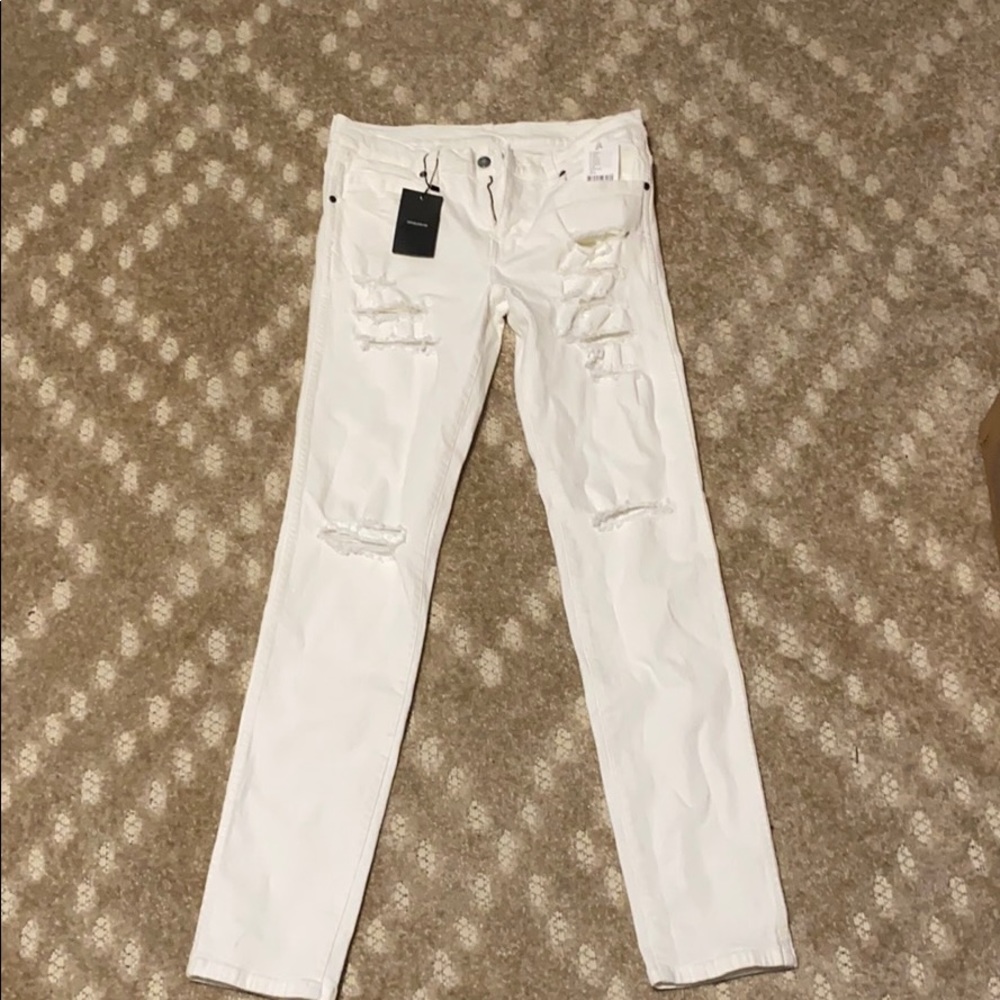 unisex Dr. Denim White Ripped Skinny Jeans